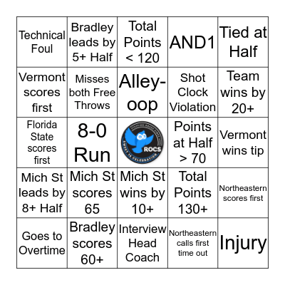 ROCS Sweet 16 Bingo Card