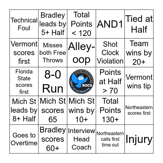 ROCS Sweet 16 Bingo Card