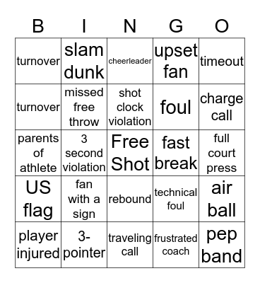 NCAA Basketball Bingo Card