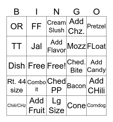 Sonic Bingo Card