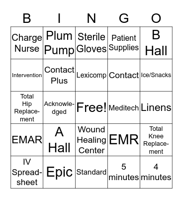 St. Joseph's Highland Orientation Bingo Card