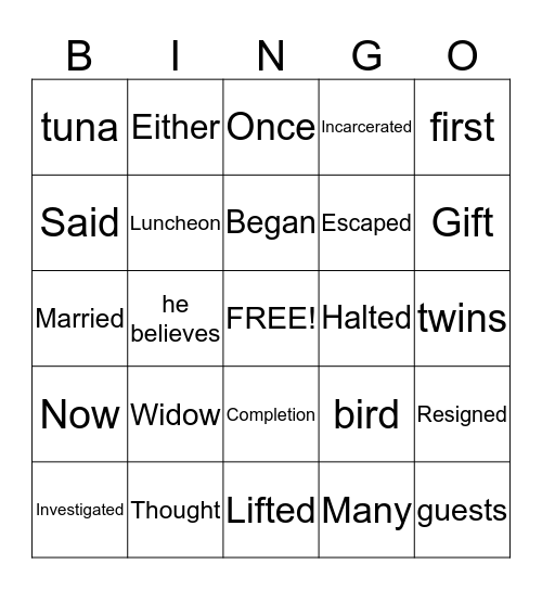 Compression Skills Bingo Card