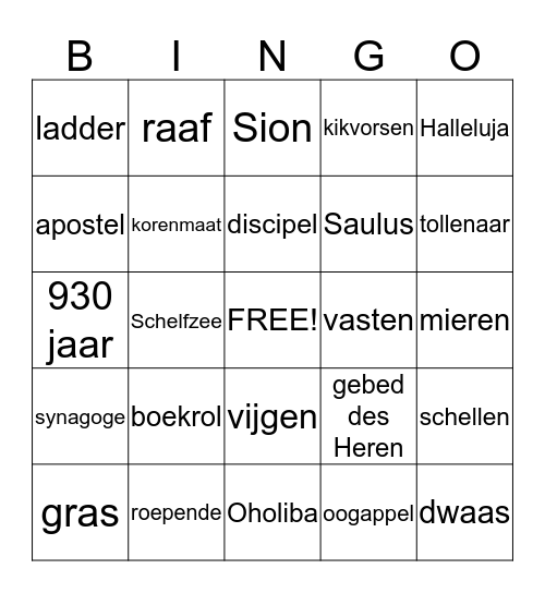 Bijbelbingo Card