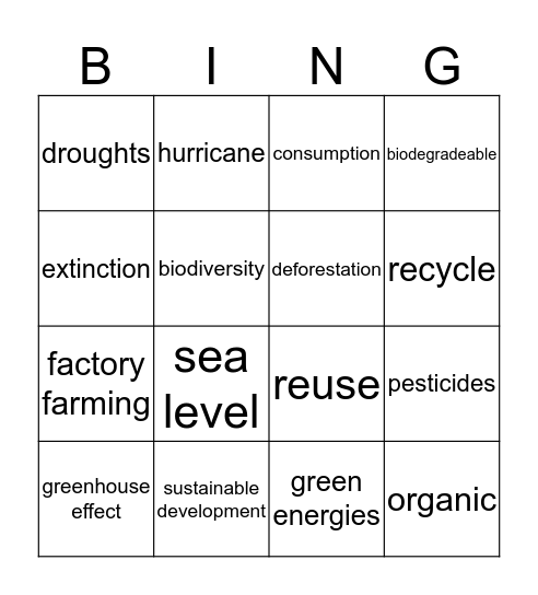 Environment Bingo Card
