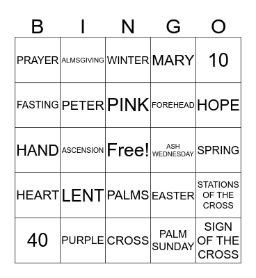 FAITH FORMATION Bingo Card