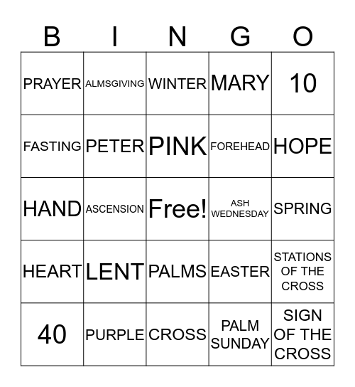 FAITH FORMATION Bingo Card