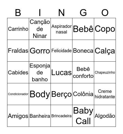 Bingo do Lucas Bingo Card