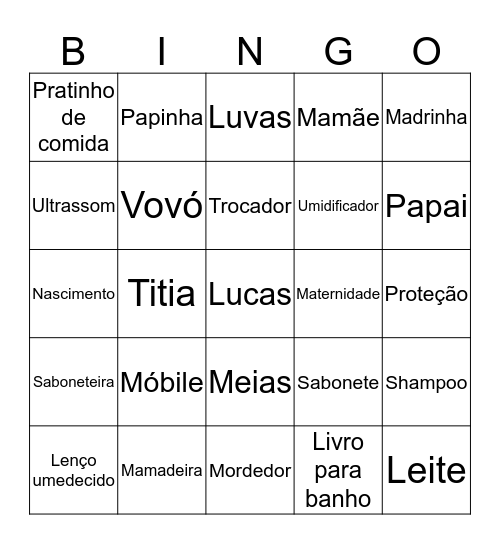 Bingo do Lucas Bingo Card