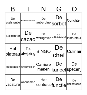 Woordenschat  Bingo Card