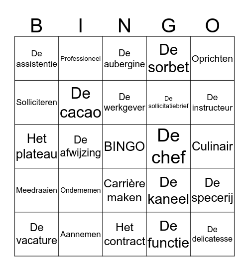 Woordenschat  Bingo Card