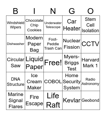 Invented and Discovered by Women  Bingo Card