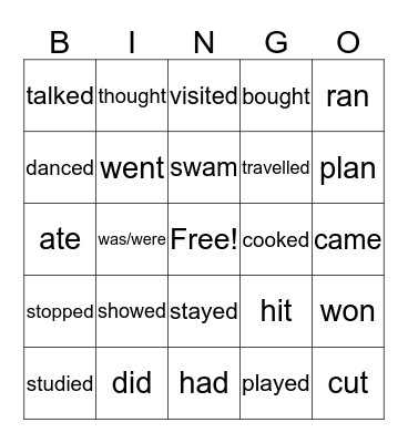 Verbs Bingo! Bingo Card