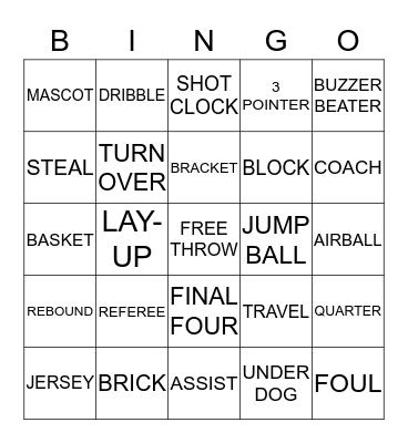 March Madness Bingo Card