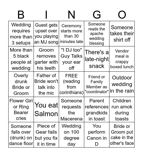 JRM 2019 Wedding Bingo Card