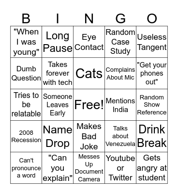 Gupta Bingo Card