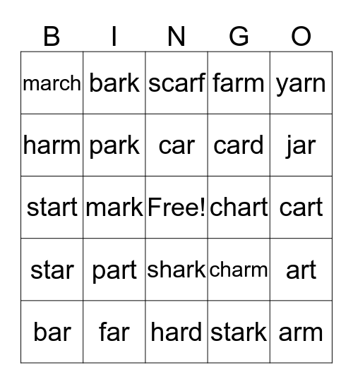 ar Bingo Card