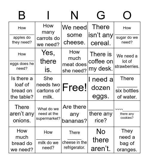 Unit 7 Bingo Card