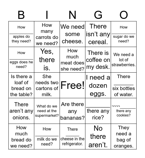 Unit 7 Bingo Card