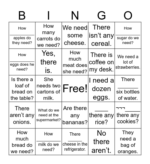 Unit 7 Bingo Card