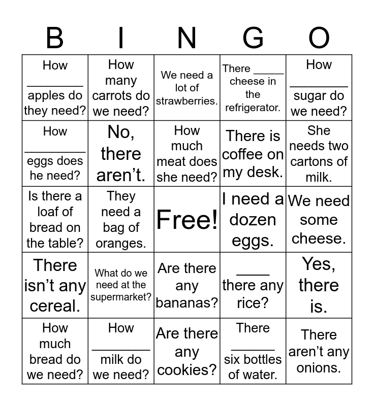 Unit 7 Bingo Card