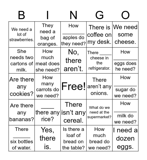 Unit 7 Bingo Card