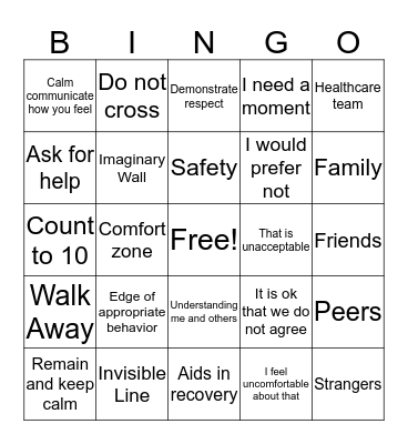 Boundaries Bingo Card