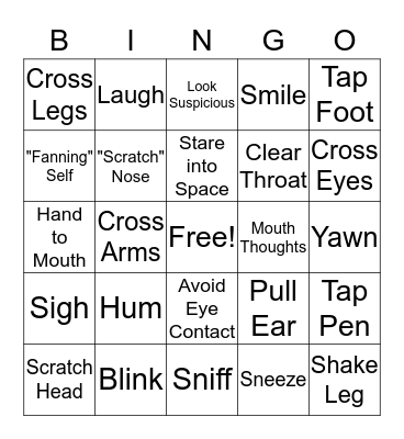 Body Language Bingo  Bingo Card