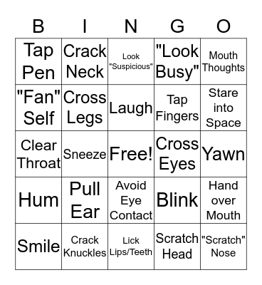 Body Language Bingo Card