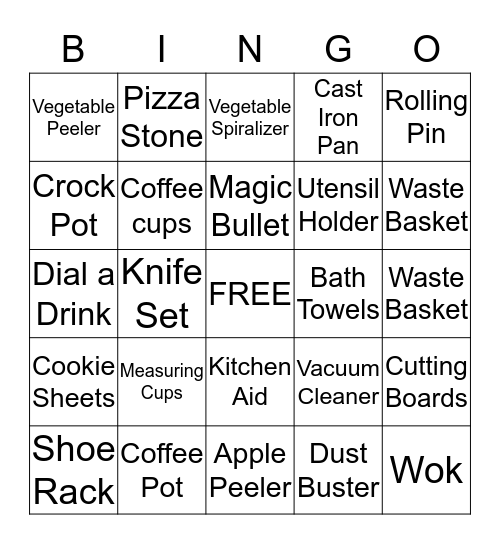 Stefanie and Jimmy's Registry Bingo Card