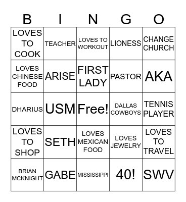 SHE LEAVES A LITTLE SPARKLE Bingo Card