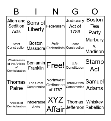 Period 3 Bingo Card