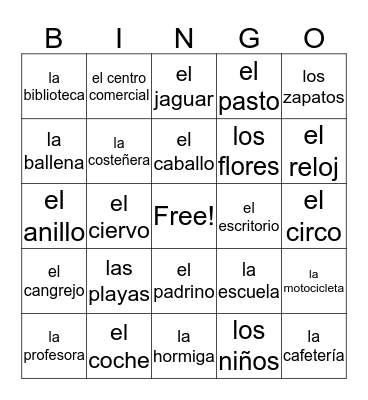 Bilingual BINGO Card