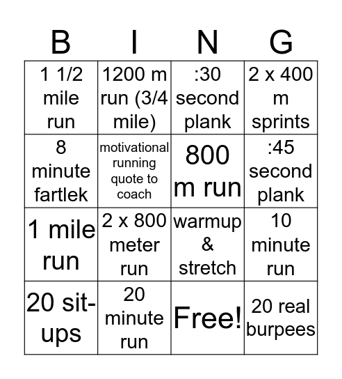 Red Bingo (try not to walk) Bingo Card