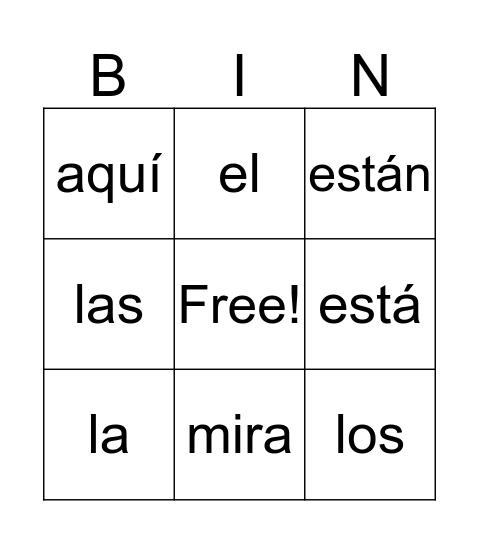 Bingo! Bingo Card