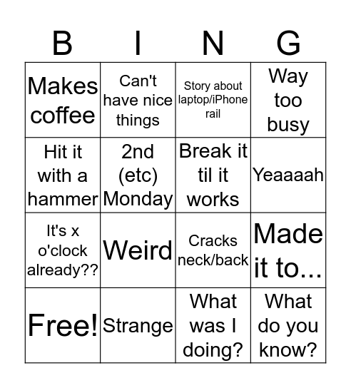 Z Bingo Card