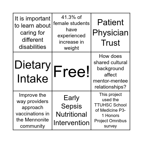 Poster Bingo Card