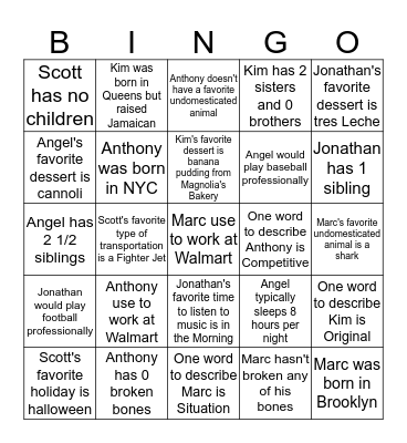 Amazon Go Bingo Card