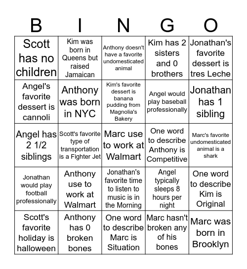 Amazon Go Bingo Card
