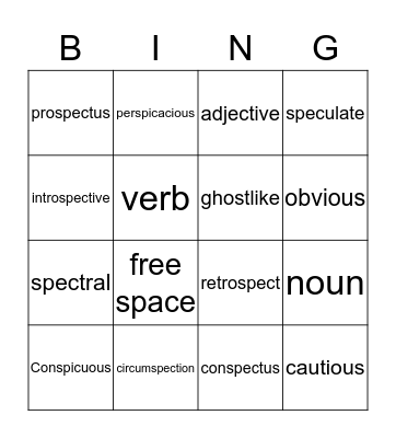 Spec- / Spect- / Spic- : See, sight Bingo Card