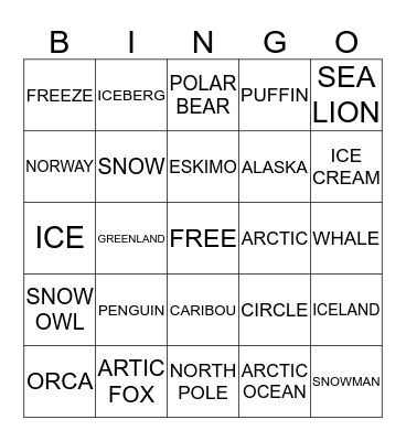 ARCTIC CIRCLE Bingo Card