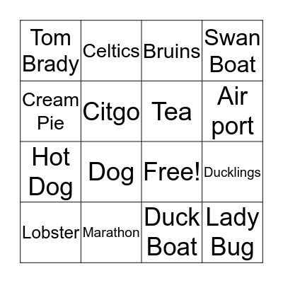 BOSTON BINGO Card