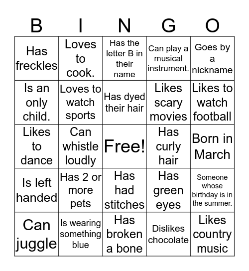 Get to Know Your BINGO Card