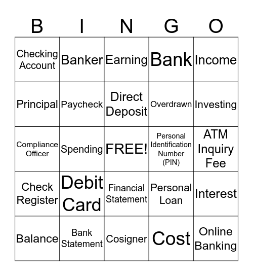 BANKING BINGO! Bingo Card
