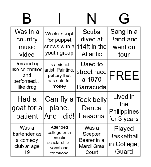 SAY WHAT! Bingo Card