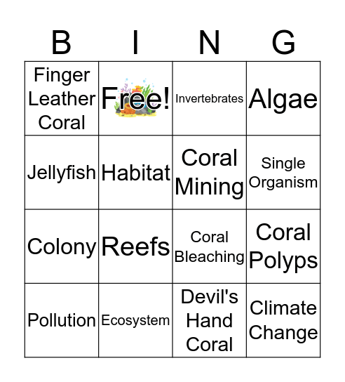 Coral Reef Bingo Card