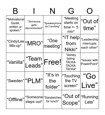 SAP Bingo Card