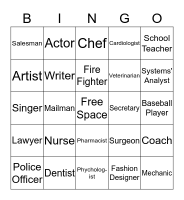 Careers Bingo Card