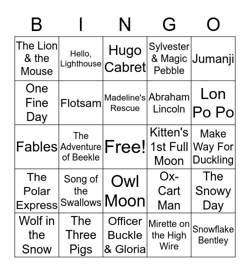 CALDECOTT MEDAL BOOKS Bingo Card