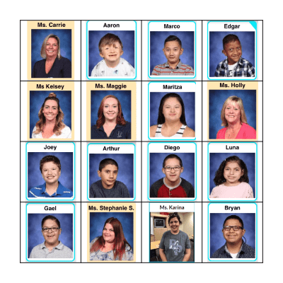 Friends and Teacher Bingo Card