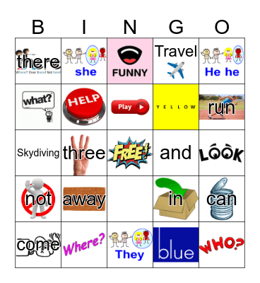 Sight Words Bingo Card